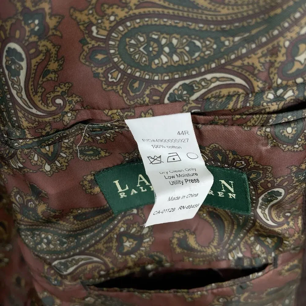 Lauren Ralph Lauren Mens 44R Corduroy Blazer Paisley Lined Dark Academia *flaw*